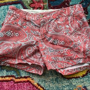 Peach & White Paisley Shorts